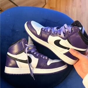 Purple and White Air Jordan 1s